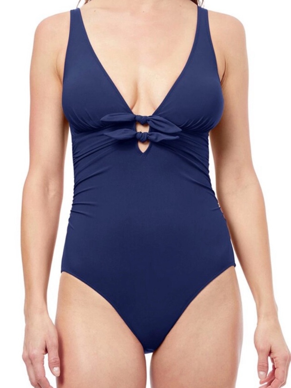 Profile by Gottex womens  Dandy Deep V Neck One-Piece, Size 8.